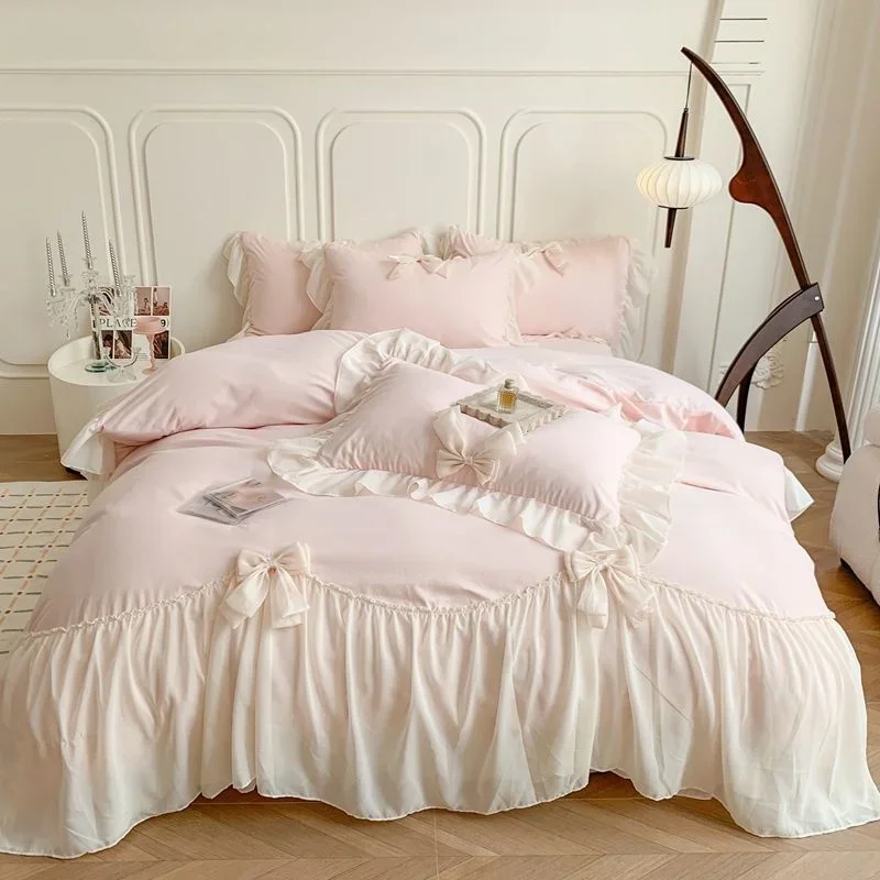 kf-Sfd8fe4c9e03e453fa464ae8d1f3fdde4v-Korean-Princess-Lace-Bedding-Set-Beautiful-Solid-Color-Lace-Pleated-Duvet-Cover-Luxury-Girl-Wedding-Home